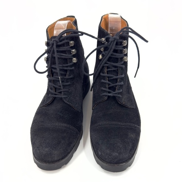 Vintage Ralph Lauren Suede Ankle Boots Womens 6.5 Combat Goth Grunge Lace Up - Picture 2 of 11